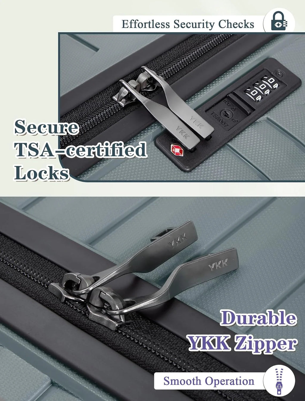5-piece luggage set with wheels, ABS hardshell suitcase with spinner wheels