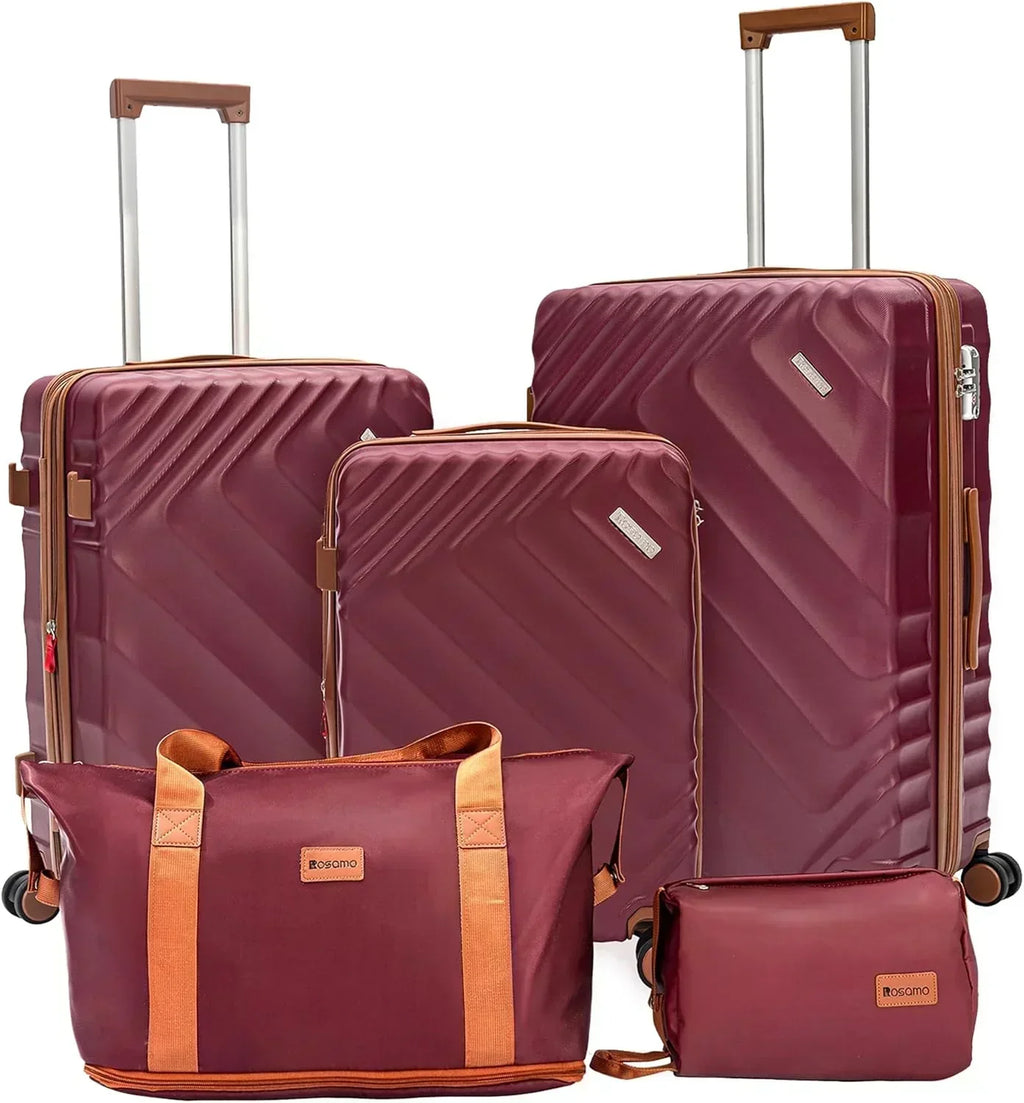 5 piece luggage set expandable suitcase 22x14x9 aviation certified durable waterproof travel set