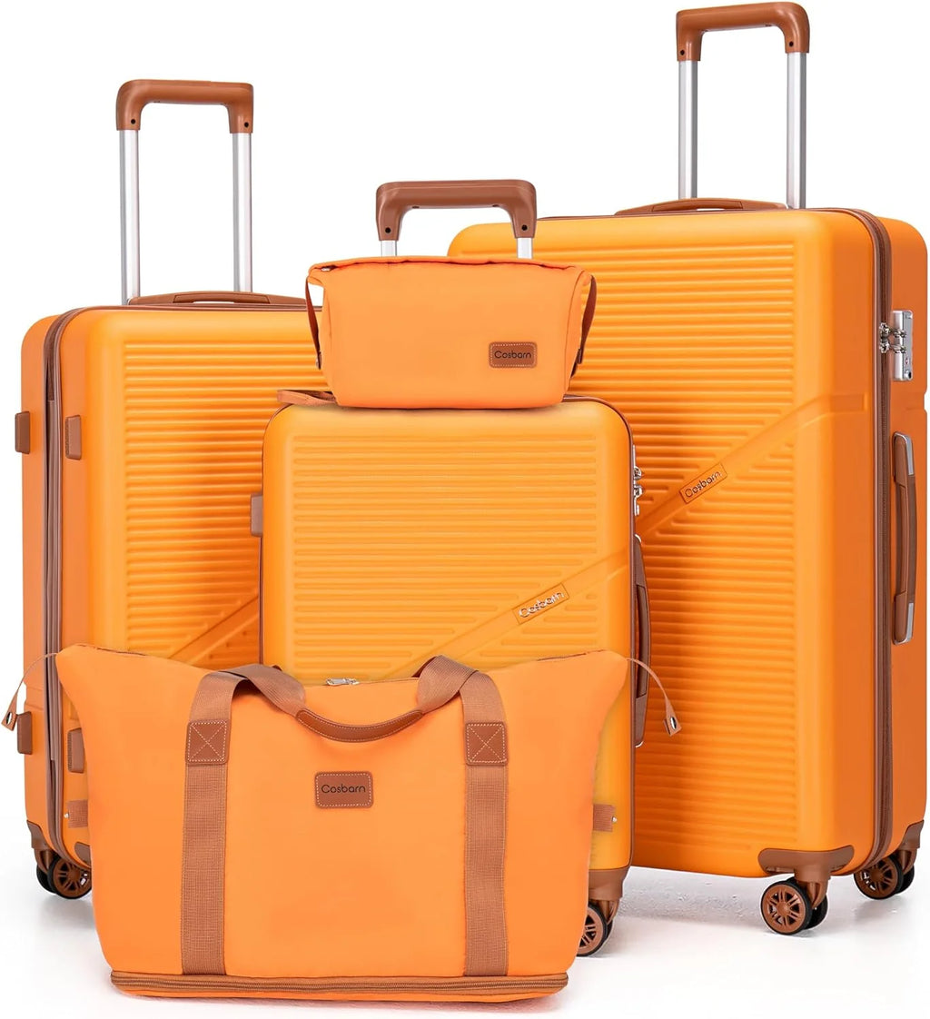 5-Piece Luggage Set with Spinner Wheels, Hard-Shell ABS Luggage Set with Tsa Lock, Lightweight Hard-Shell Waterproof Travel Case, Unisex, Gray