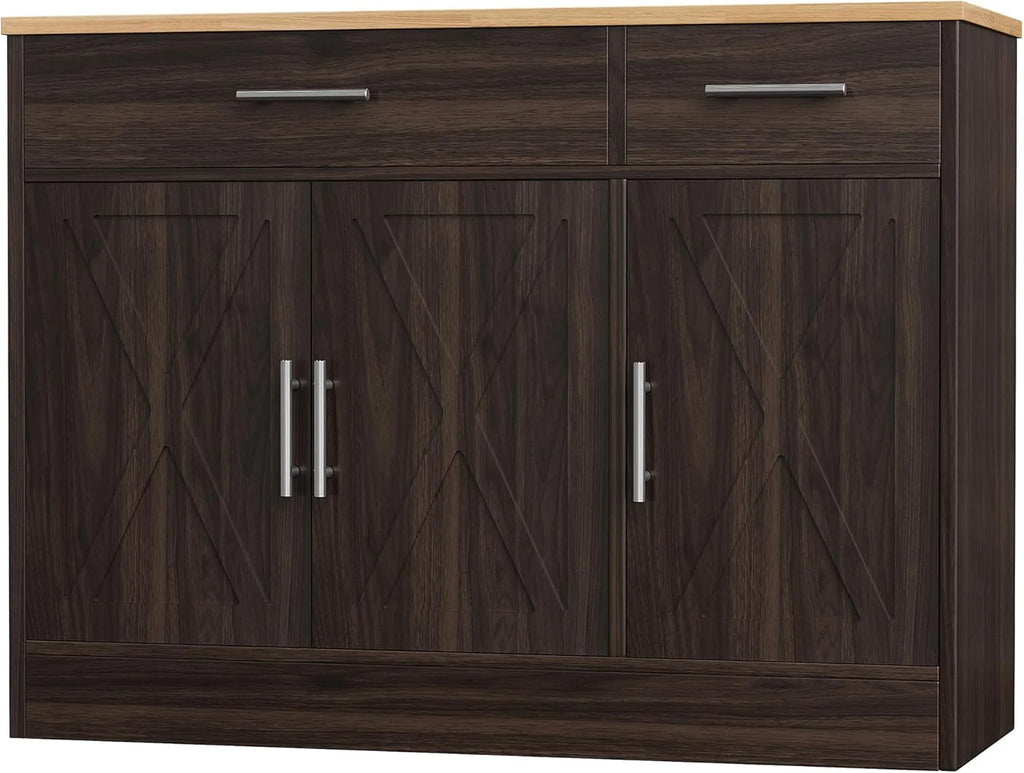 Shintenchi Modern Farmhouse Sideboard Buffet Cabinet with Storage with 3 Doors