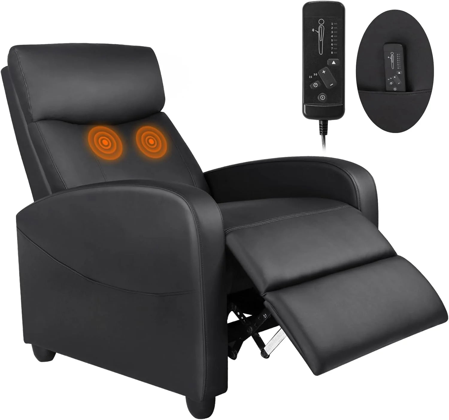Sweetcrispy Massage Recliner Chair for Adults, Adjustable Home Theater Seating with Lumbar Support for Living Room, Modern Fabric Reclining, Light Grey