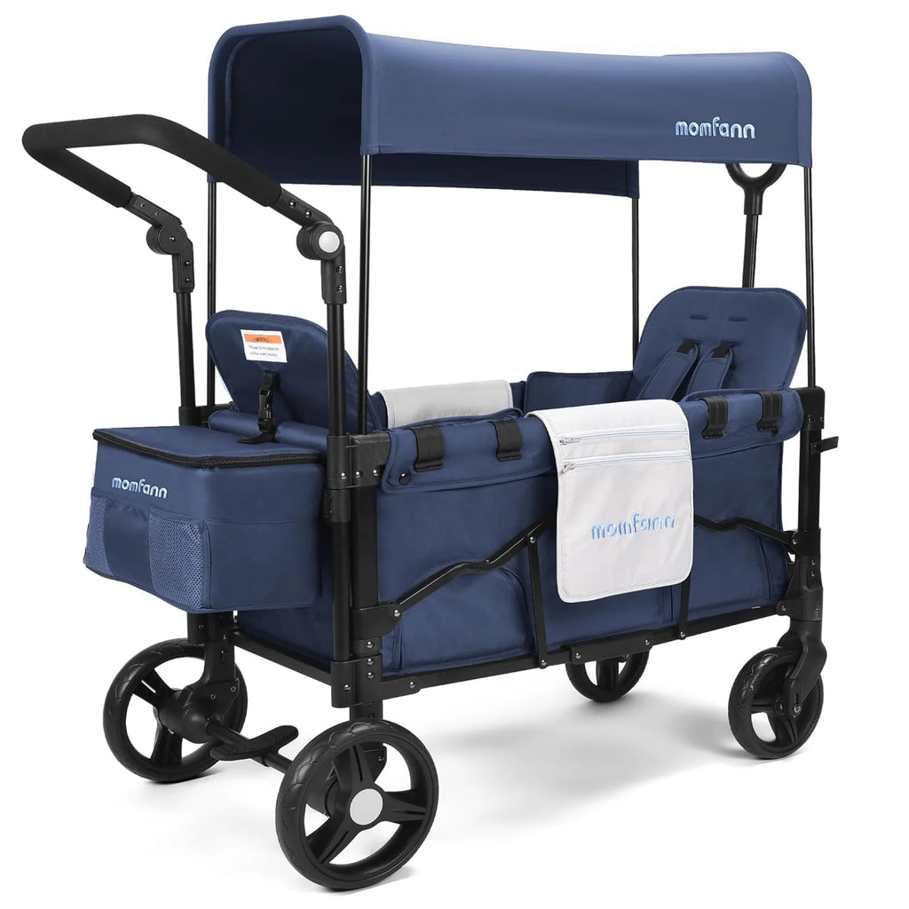 Stroller Wagon for Kids, Wagon Stroller Toddlers 2 Seaters, All-Terrain Baby Wagon Outdoor with Canopy, Parent Organizer, Adjustable Handle & Pull Bar for Infants and Toddlers, Gray