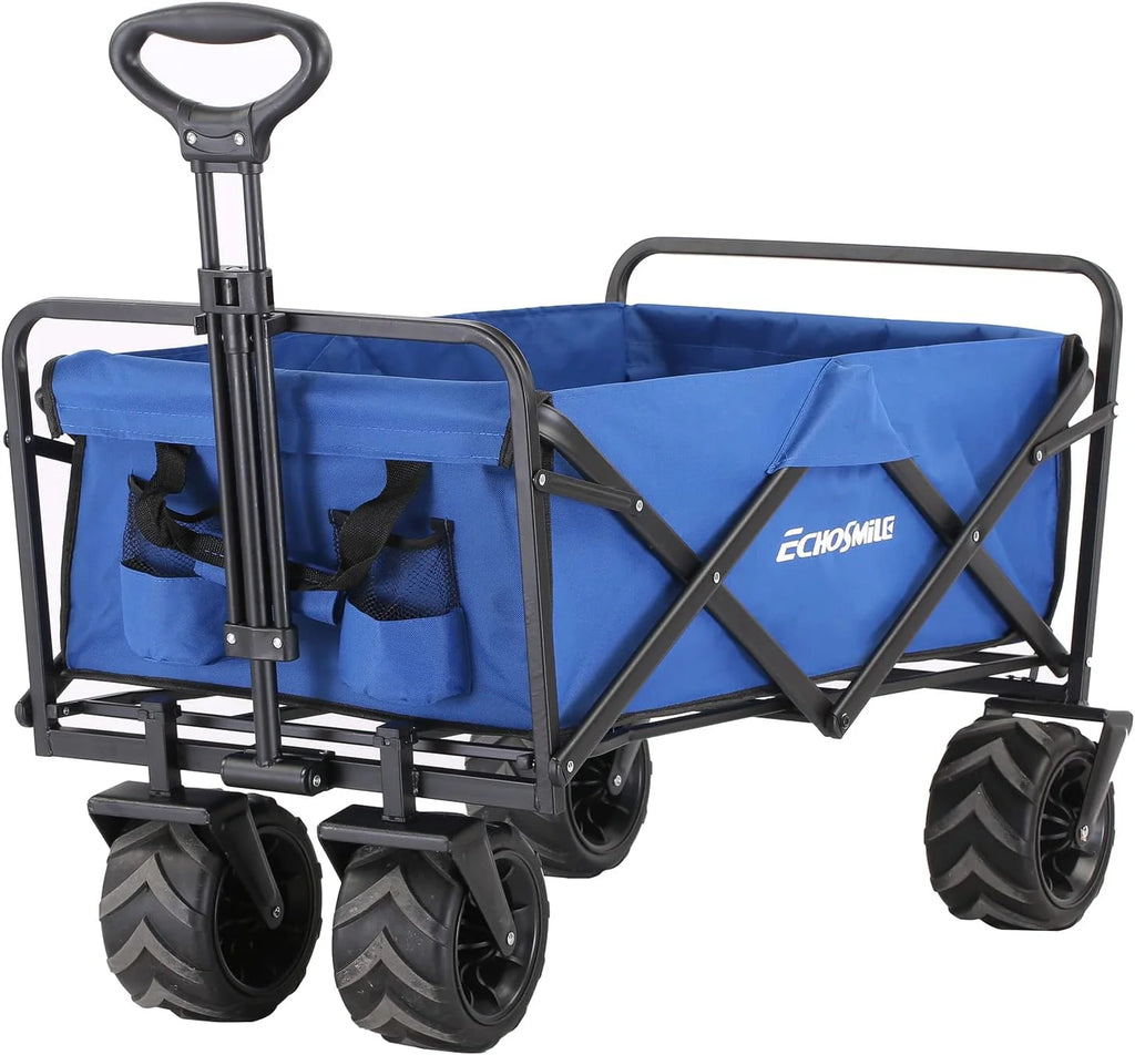 Heavy Duty 350 lb Capacity Foldable Caravan, Outdoor Folding Camping Caravan, Portable Grocery Cart, Adjustable Rolling Cart
