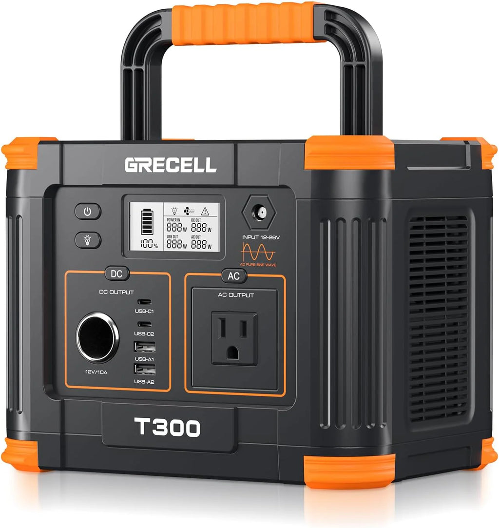 Portable Power Station 300W (Peak 600W),230.88Wh Solar Generator with 60W USB-C PD Output, 110V Pure Sine Wave AC Outlet Backup Lithium Battery for Outdoors Camping Travel Home Blackout