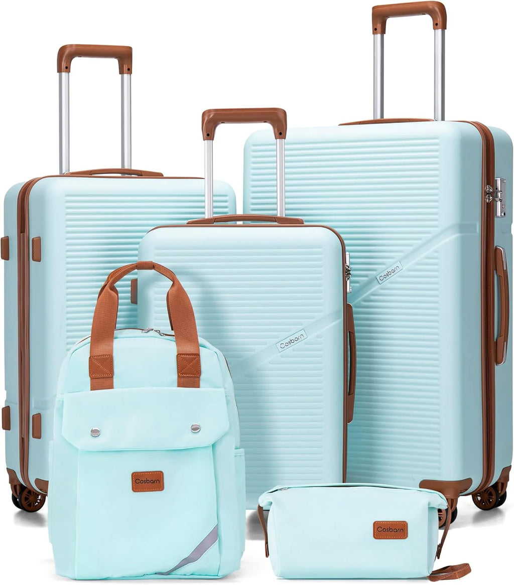 5-Piece Luggage Set with Spinner Wheels, Hard-Shell ABS Luggage Set with Tsa Lock, Lightweight Hard-Shell Waterproof Travel Case, Unisex, Gray