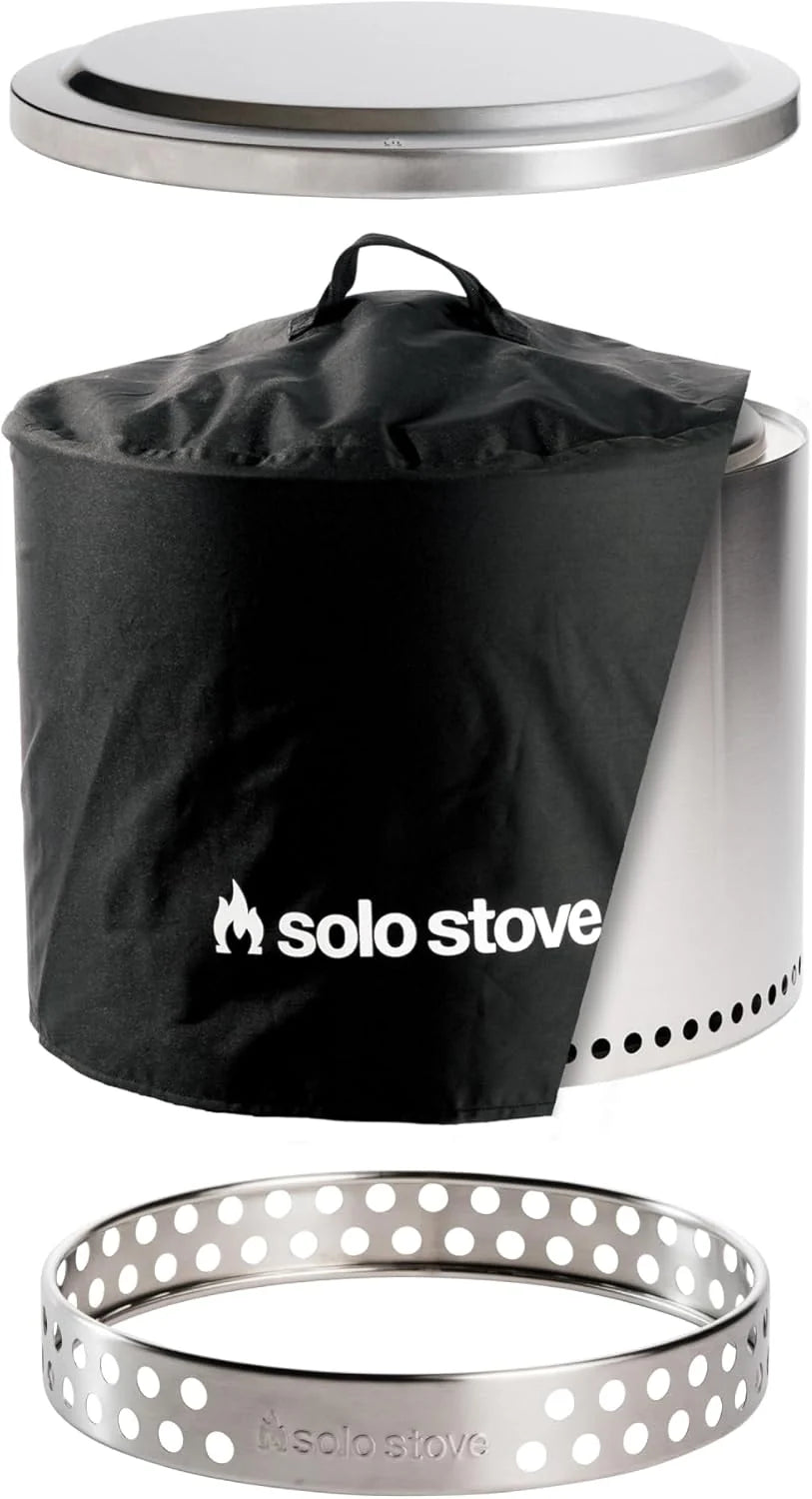 Solo Stove Bonfire 2.0 with Stand, 19.5 Inch Smokeless Fire Pit with Removable Ash Pan - Portable Outdoor Fire Pit - Stainless Steel Wood Burning Fireplace, Ideal for 4-6 People, 21.75 lbs